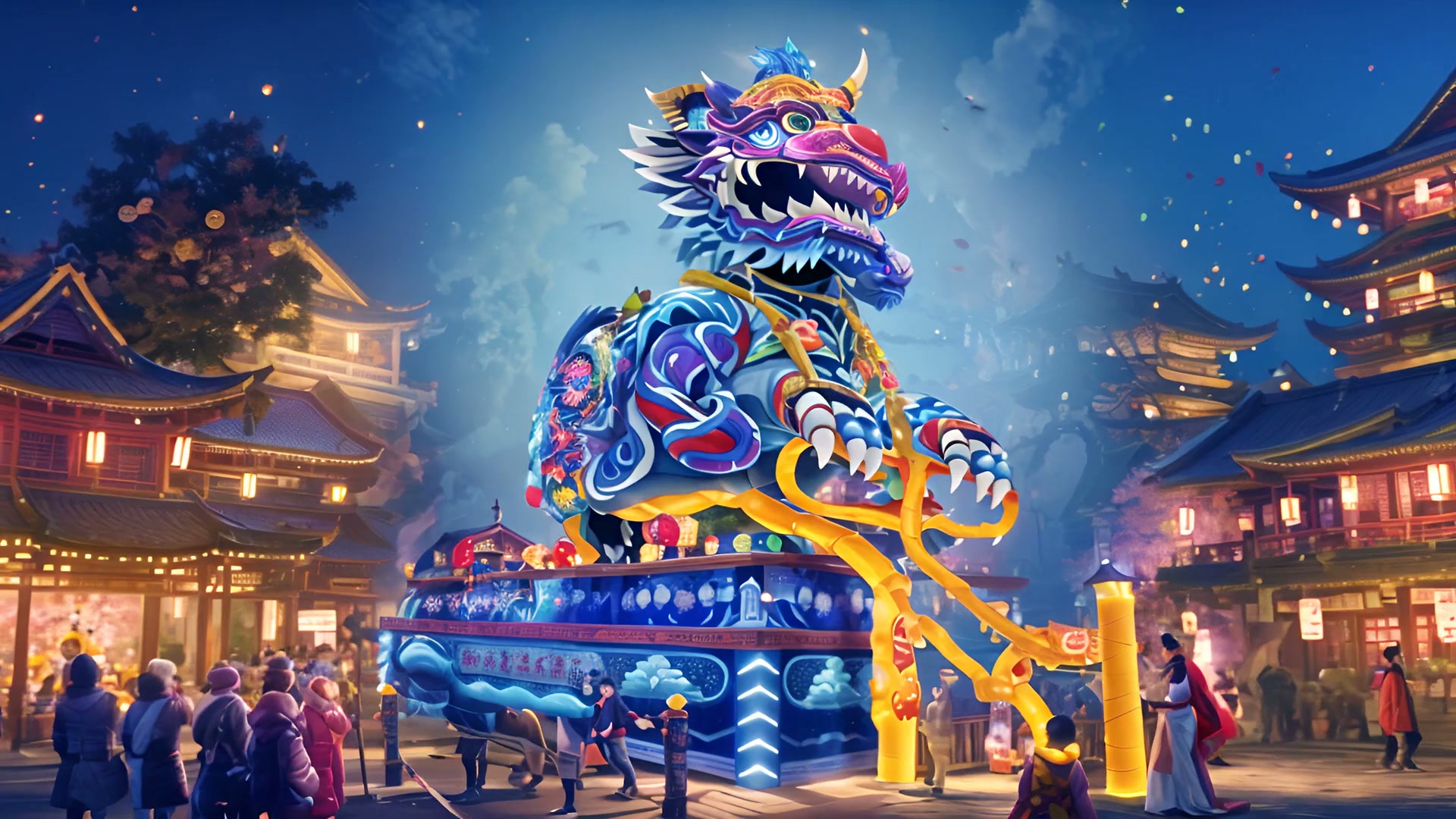 Selected frame from the generated promotional shot bank, balancing spectacle, lantern architecture, and campaign readability.