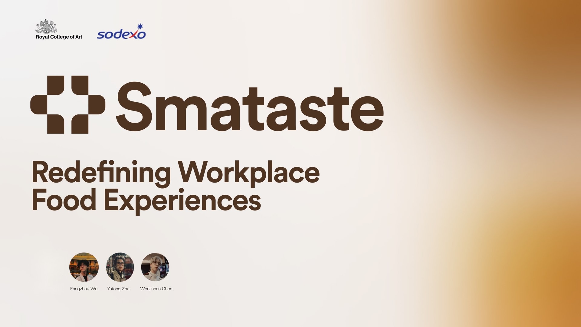 Smataste concept board. The first image introduces the product as a workplace dining service built around taste memory, recommendation, and kitchen planning.